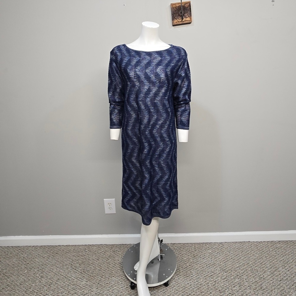Vintage 90s Missoni Sport Midi Dress IT 48 US L Zig Zag Chevron Space Dye Luxury